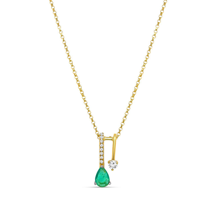 Pear Shape Emerald & Diamond Pendant