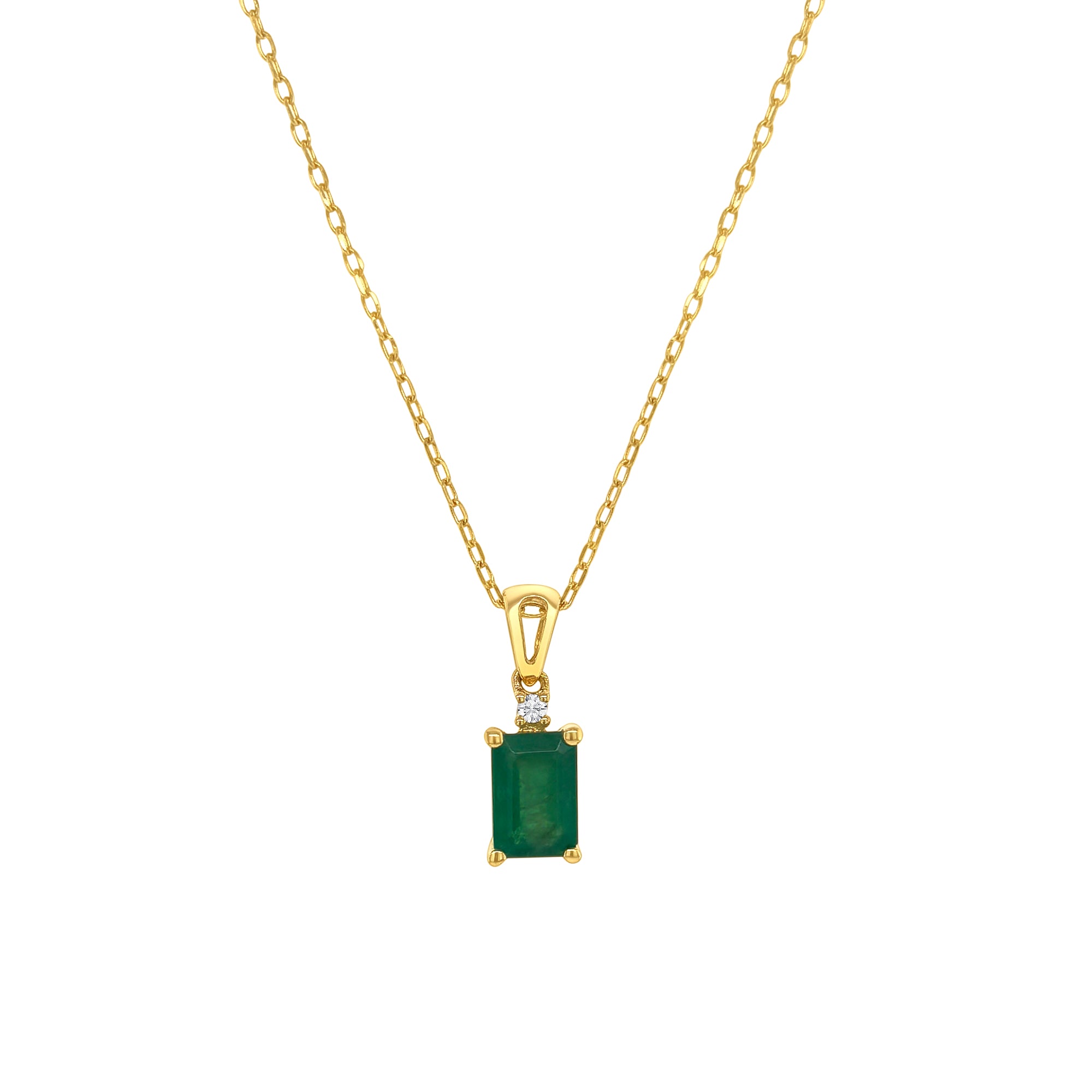 Emerald Cut Emerald & Diamond Pendant