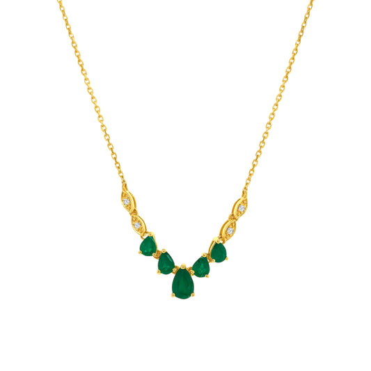 Pear Shape Emerald & Diamond Necklace