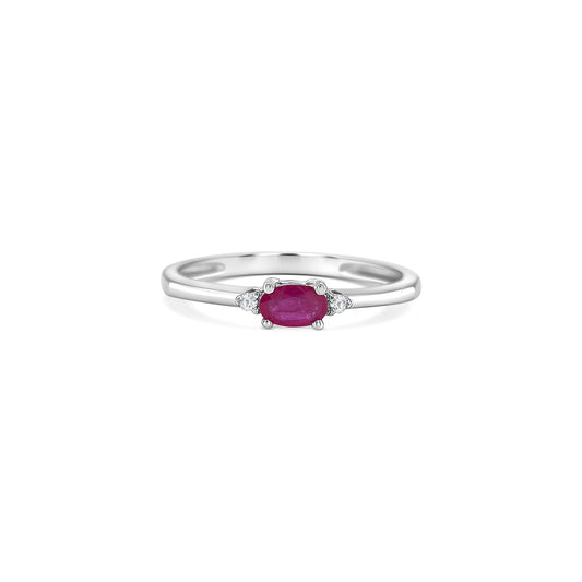 Oval Cut Ruby & Diamond Trilogy Ring