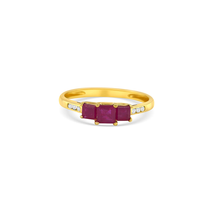 Princess Cut Ruby & Diamond Ring