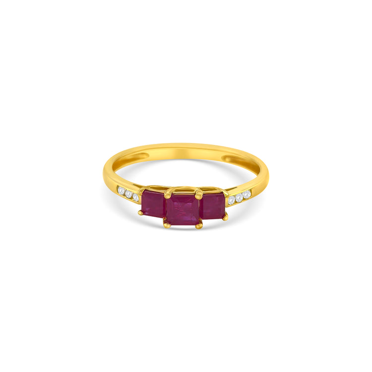 Princess Cut Ruby & Diamond Ring