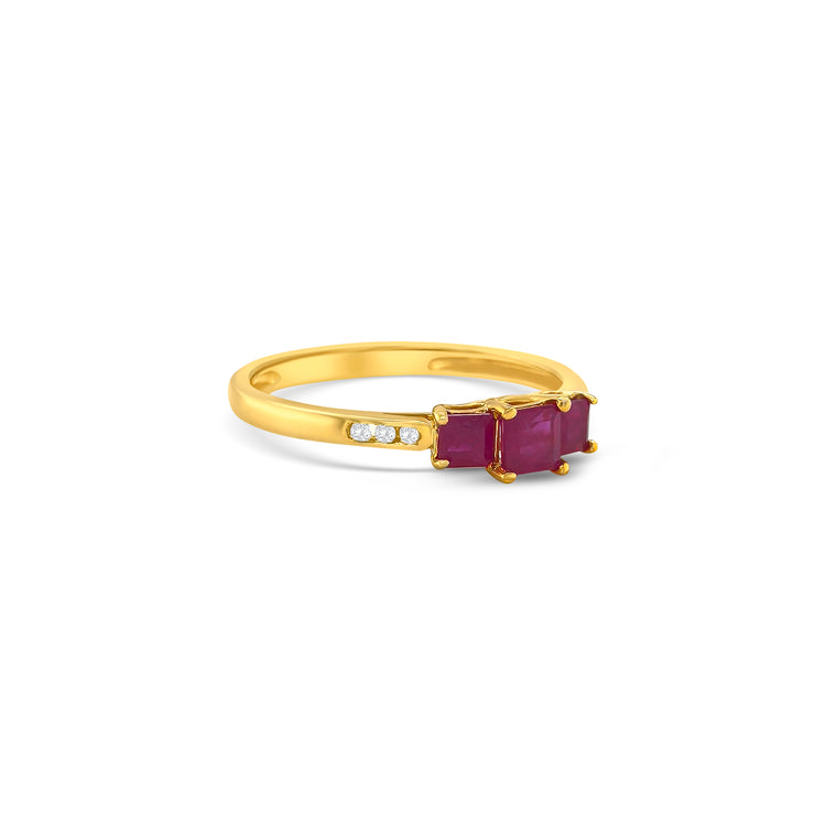 Princess Cut Ruby & Diamond Ring