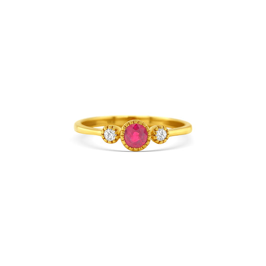 Round Cut Ruby & Diamond Ring