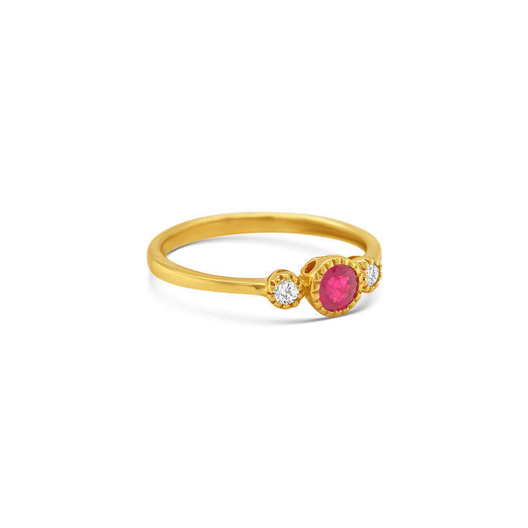 Round Cut Ruby & Diamond Ring