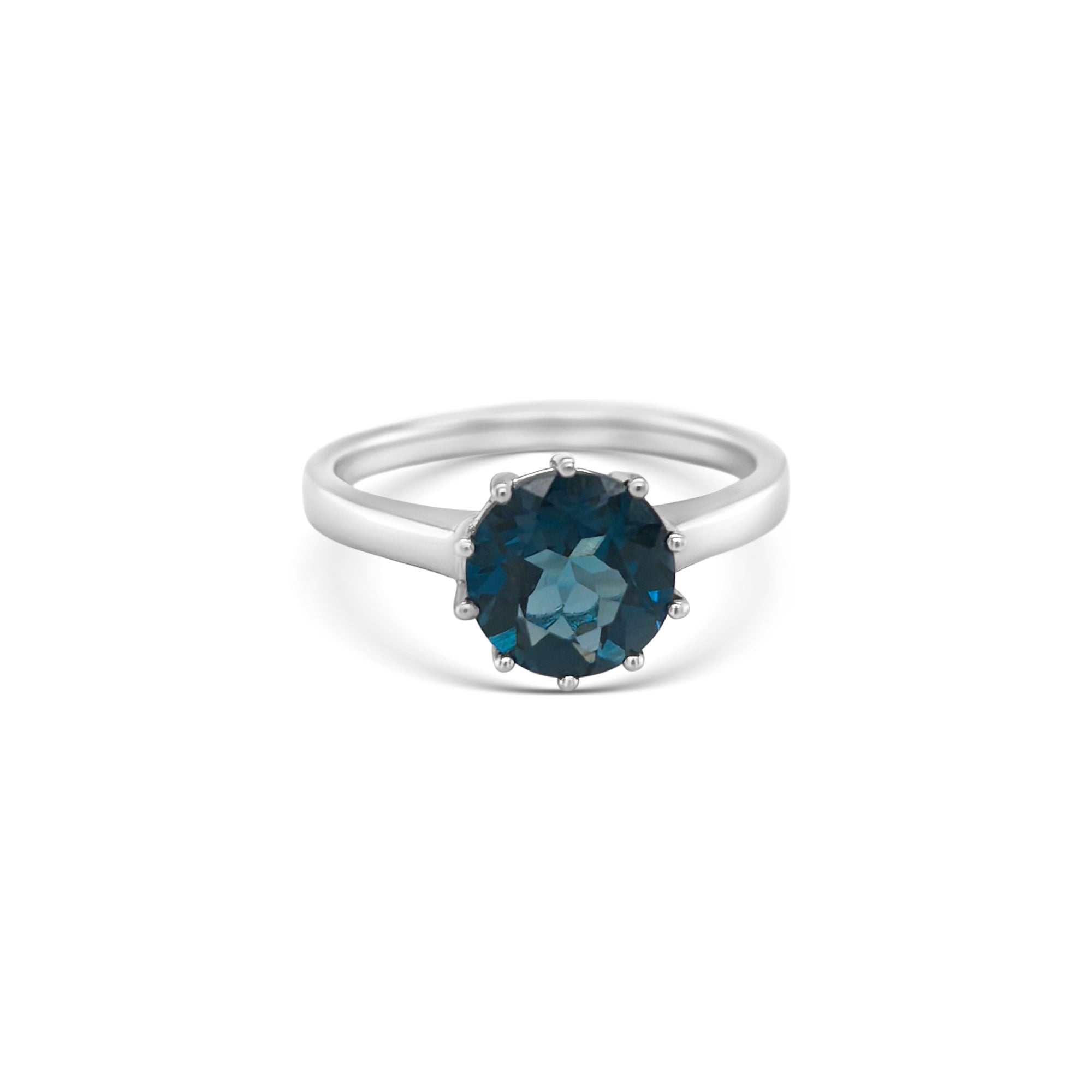 Round Cut London Blue Topaz Ring