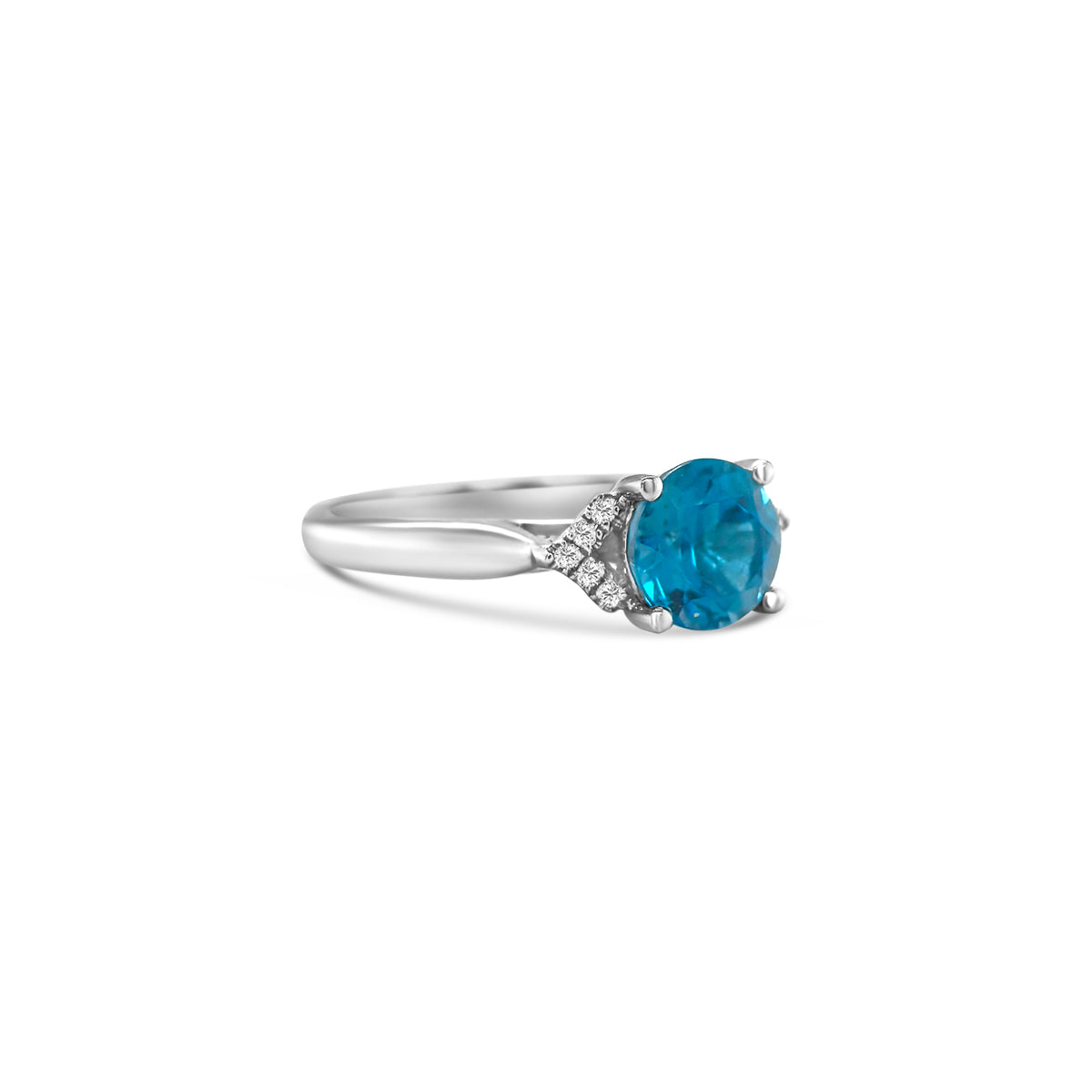 Round Cut Topaz & Diamond Ring