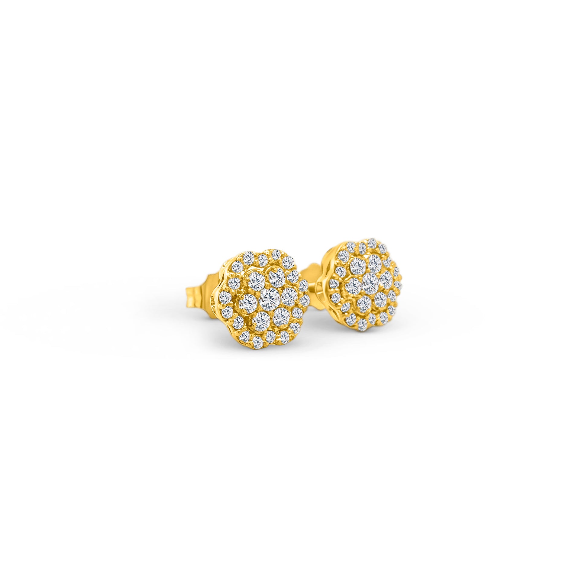 Round Brilliant Floral Diamond Stud Earrings, Diamond Flower Earrings, Elegant Floral Diamond Studs, Sparkling Floral Studs, Floral Design Diamond Earrings, Brilliant Cut Diamond Studs, Floral-inspired Diamond Studs, Sophisticated Floral Diamond Earrings