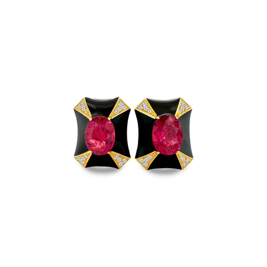 "Tourmaline & Diamond Stud Earrings," "Tourmaline Earrings," "Diamond Earrings," "Fine Jewelry," "Luxury Earrings," "Fashion Earrings," "Tourmaline Jewelry," "Sparkling Stud Earrings," "Statement Earrings," "Elegant Jewelry," "Special Occasion Earrings," "Tourmaline and Diamond Studs," "Timeless Jewelry," "Handcrafted Earrings," "Gemstone Stud Earrings."