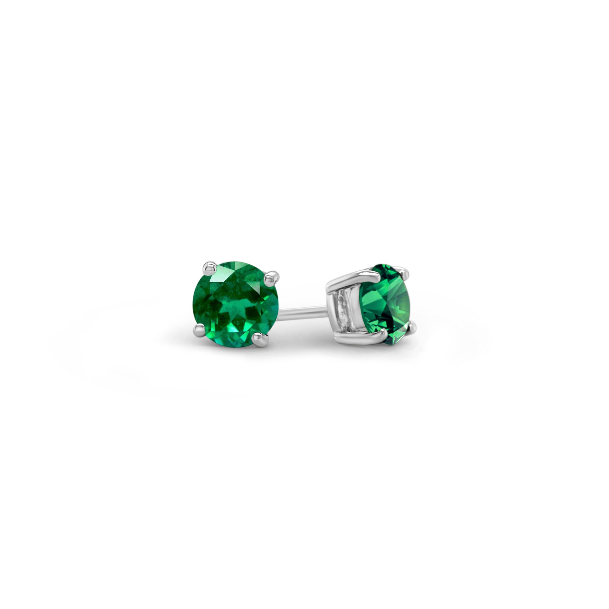 Round Emerald Stud Earrings, Green Gemstone Ear Studs, Sterling Silver Emerald Earrings, Classic Emerald Studs, Genuine Emerald Jewelry, May Birthstone Earrings, Elegant Round Emeralds, Sparkling Gemstone Studs, Minimalist Emerald Stud Earrings, Petite Emerald Ear Studs