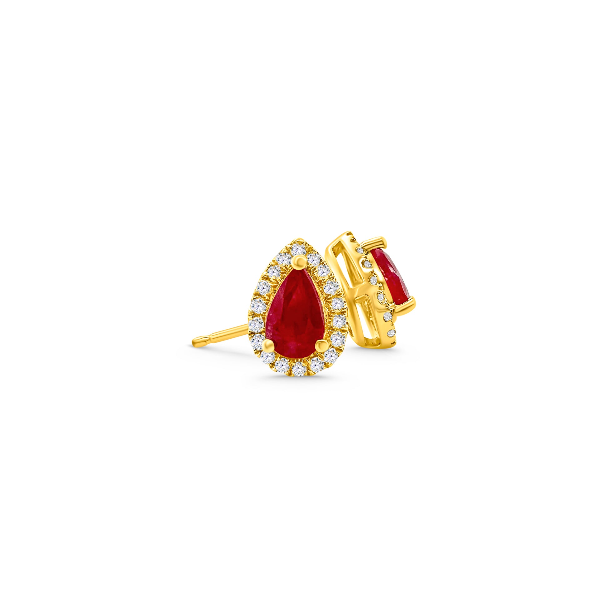 "Ruby diamond earrings, Halo stud earrings, Ruby and diamond jewelry, Red gemstone earrings, Sparkling gemstone studs, Elegant jewelry accessories, Precious stone earrings, Glamorous stud earrings, Fine jewelry accents, Luxurious gemstone studs"
