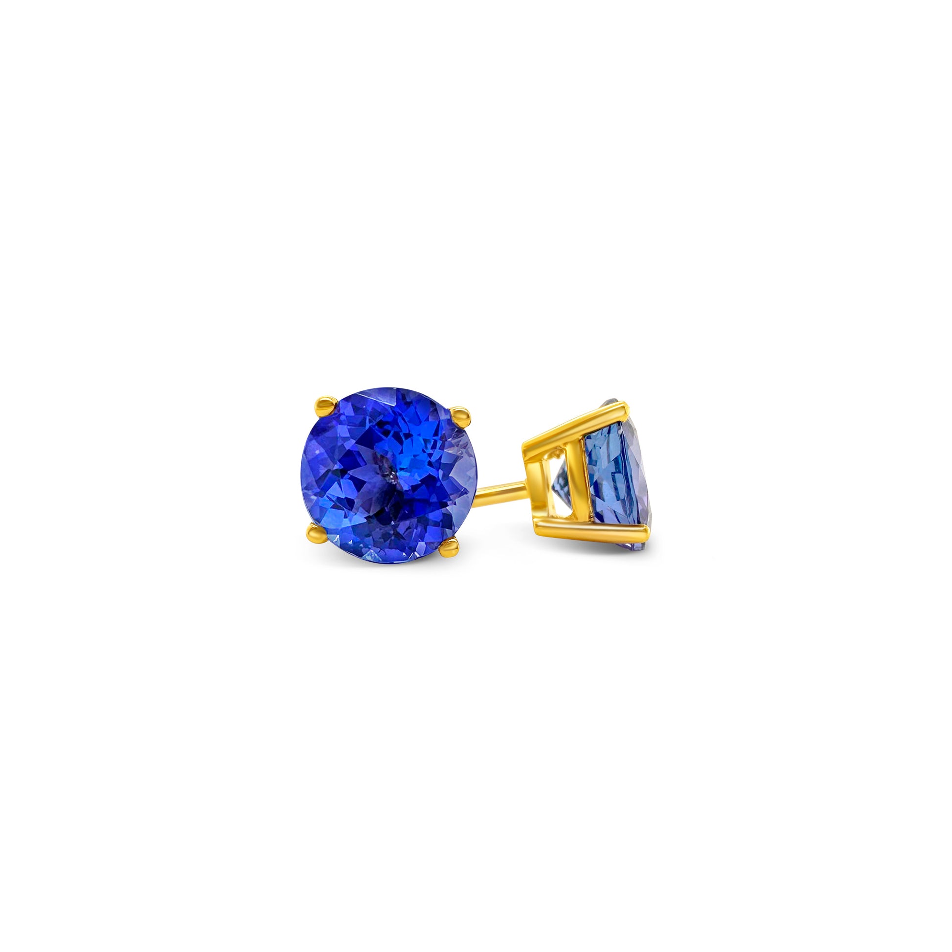 Round Tanzanite stud earrings, sparkling Tanzanite studs, elegant Tanzanite ear studs, precious Tanzanite gems, classic round Tanzanite earrings, beautiful blue Tanzanite studs, stunning Tanzanite jewelry, dainty Tanzanite studs, exquisite round Tanzanite earrings, vibrant Tanzanite studs.