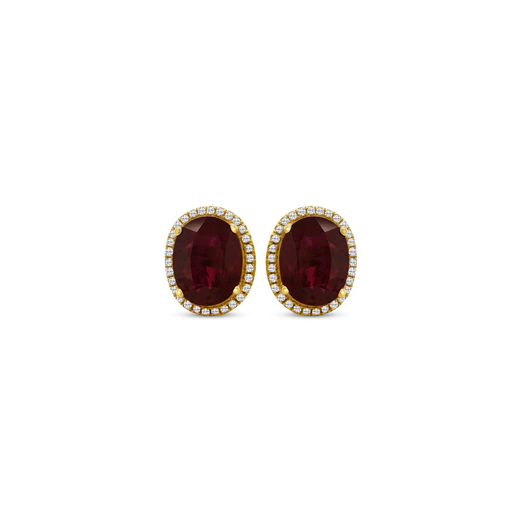 "Oval Ruby & Diamond Halo Stud Earrings": "Oval Ruby Earrings," "Diamond Halo Studs," "Ruby and Diamond Jewelry," "Gemstone Stud Earrings," "Fine Jewelry Accessories," "Luxury Earring Collection," "Red Gemstone Studs," "Sparkling Diamond Accents," "Elegant Gemstone Jewelry," "Statement Earrings."