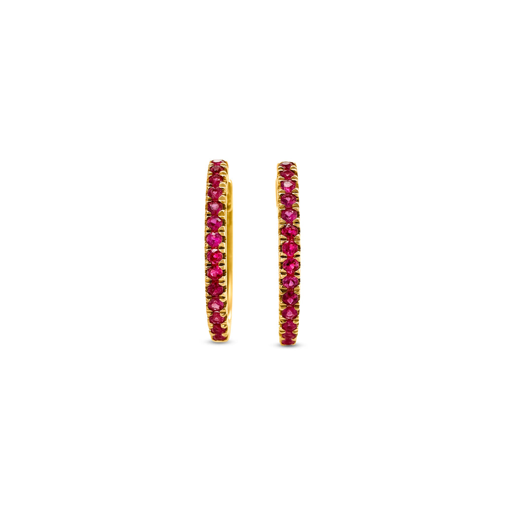 Round, Ruby, Huggy, Earrings, Jewelry, Accessories, Fashion, Red, Gemstone, Studs, Elegant, Women's, Style, Gift"