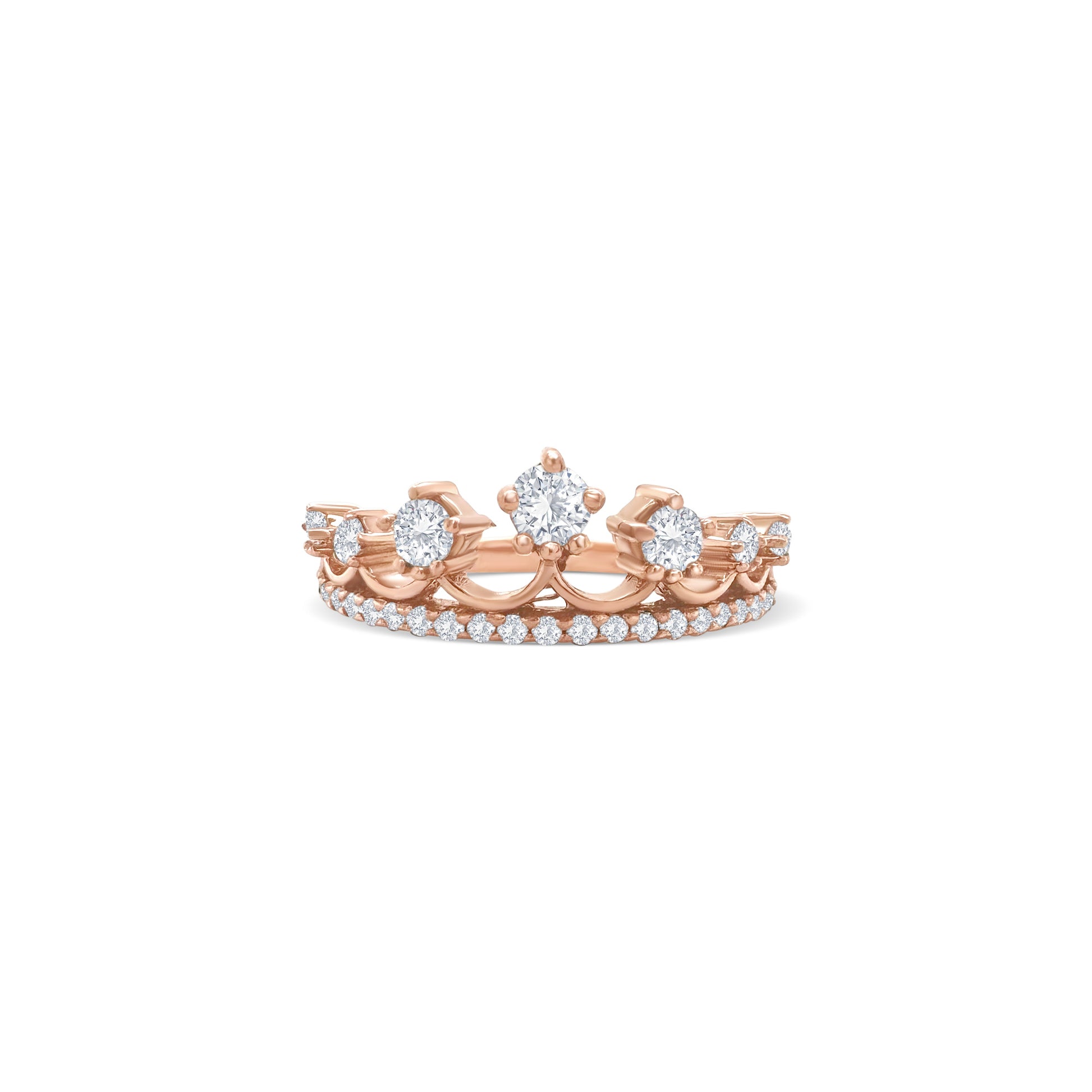 A stunning, crown-shaped, round brilliant diamond ring, gleaming with elegance, sophistication, and timeless beauty, perfect for engagements, weddings, or any special occasion.