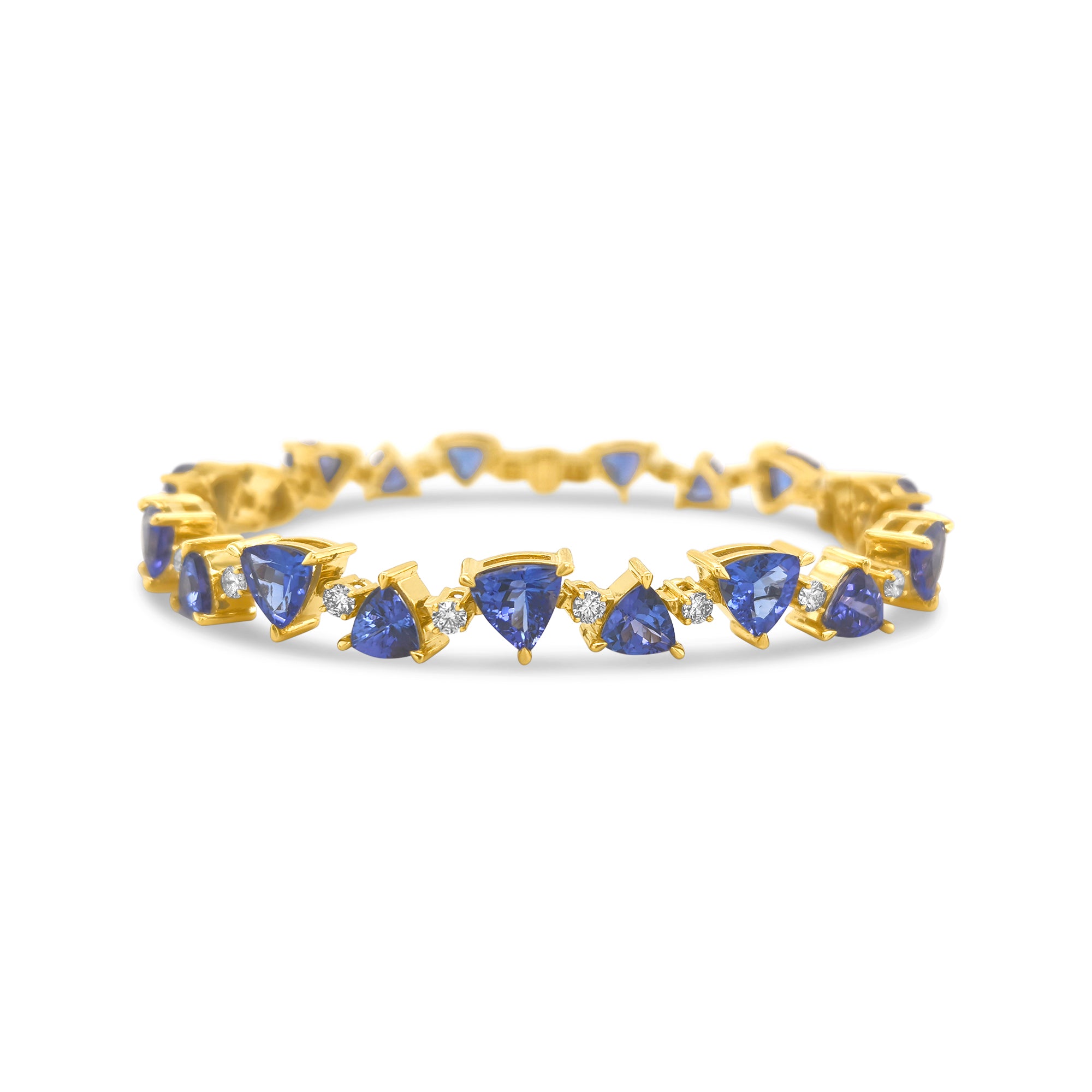 trillion tanzanite bracelet, tanzanite and diamond bracelet, gemstone jewelry, tanzanite bracelet for women, tanzanite fine jewelry