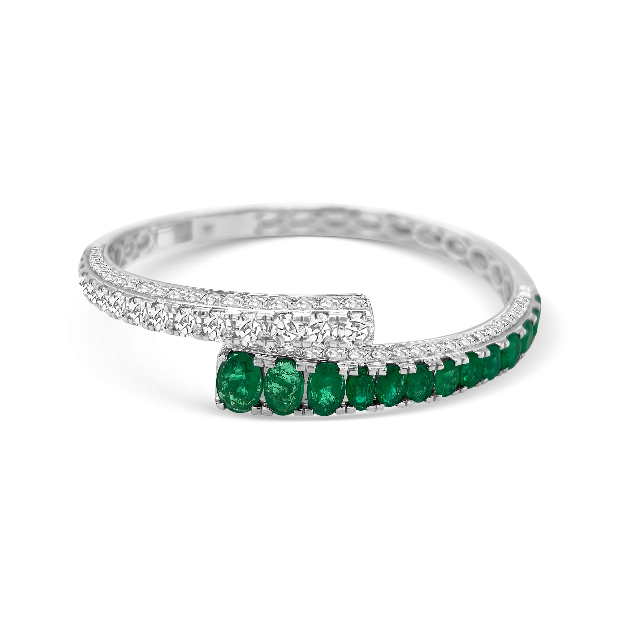 Oval Cut Emeralds & Diamond Bangle