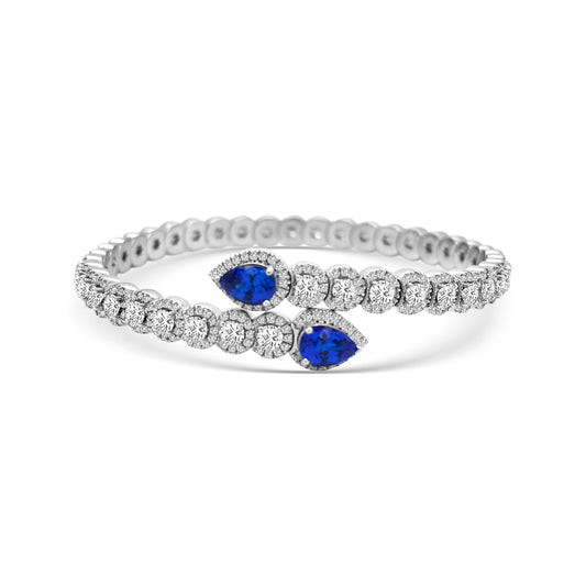 Pear Shaped Tanzanite & Round Brilliant Diamond Bangle