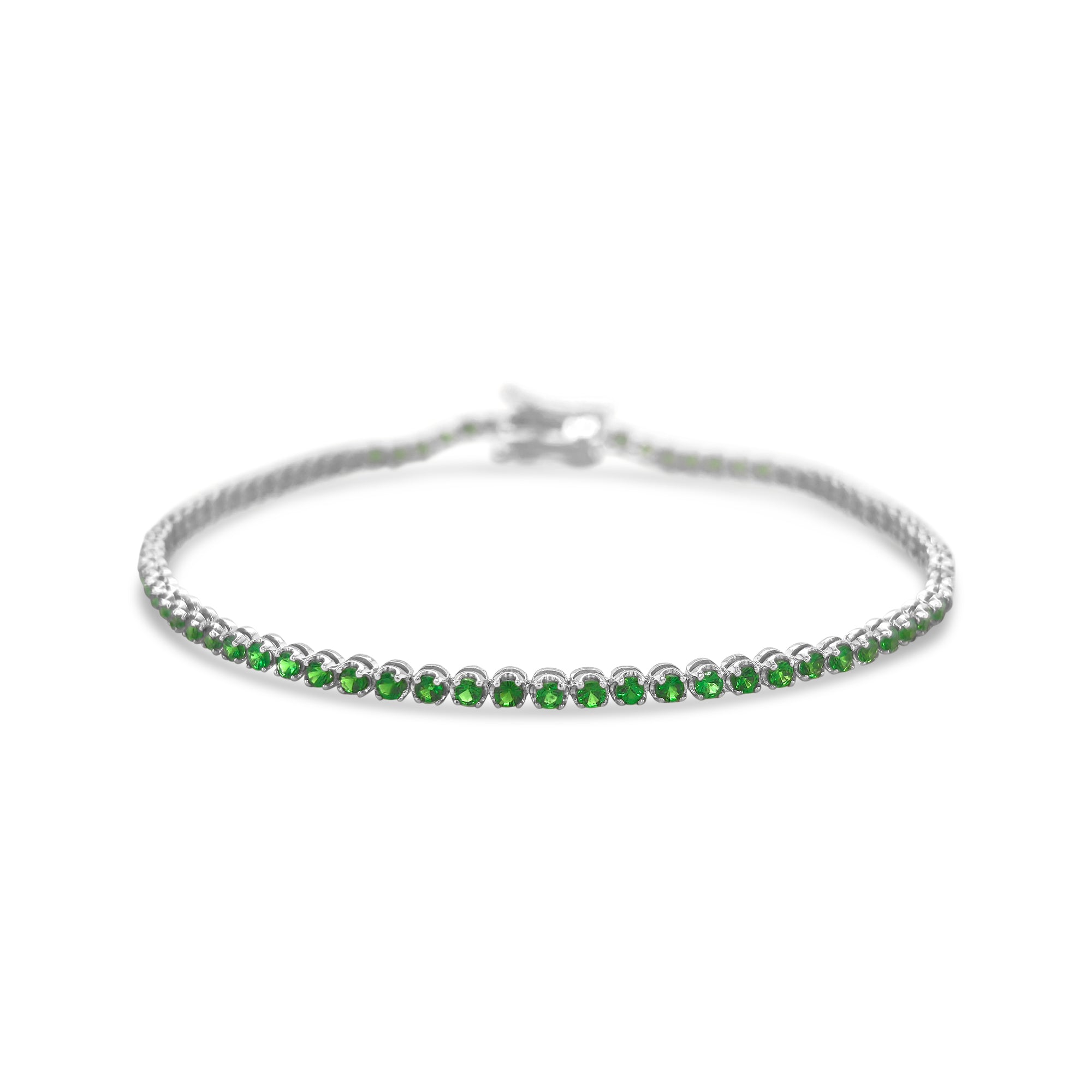Elegant round Tsavorite green gemstone bracelet in gold setting, Luxury Tsavorite bracelet featuring round-cut green garnet stones, Handcrafted round Tsavorite bracelet with adjustable chain, Fine jewelry round Tsavorite bracelet for women, Sparkling green Tsavorite bracelet for everyday and special occasions
