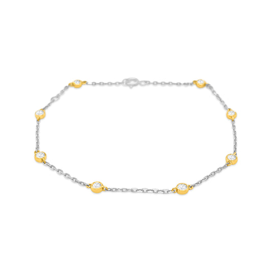Two Tone Round Brilliant Cut Diamond Bracelet