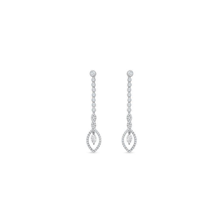 Round & Marquise Cut Diamond Drop Earrings