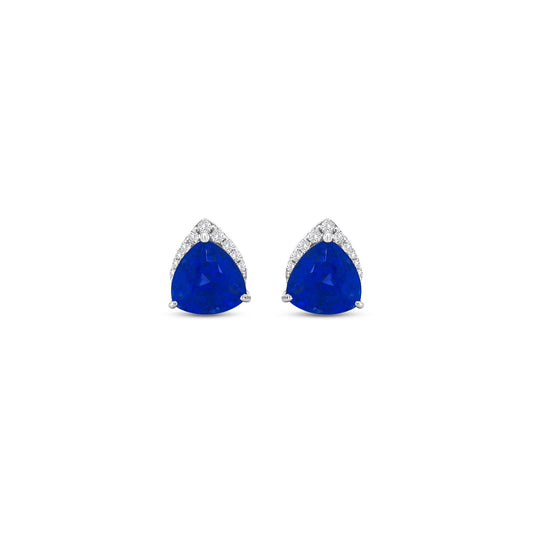 Trillion Cut Tanzanite & Diamond Stud Earrings