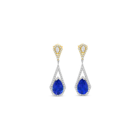 Pear Shape Tanzanite & Diamond Earrings