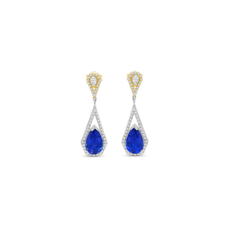 Pear Shape Tanzanite & Diamond Earrings