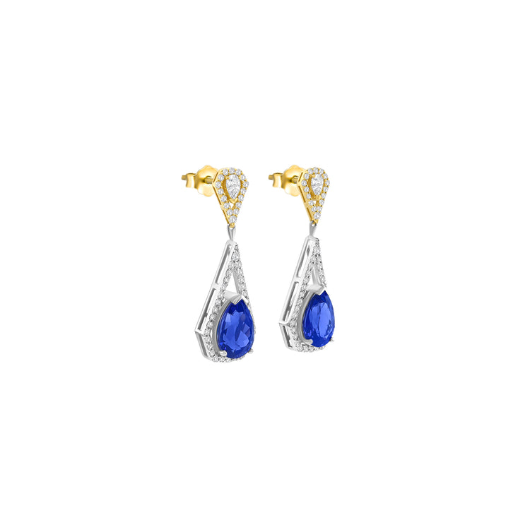Pear Shape Tanzanite & Diamond Earrings