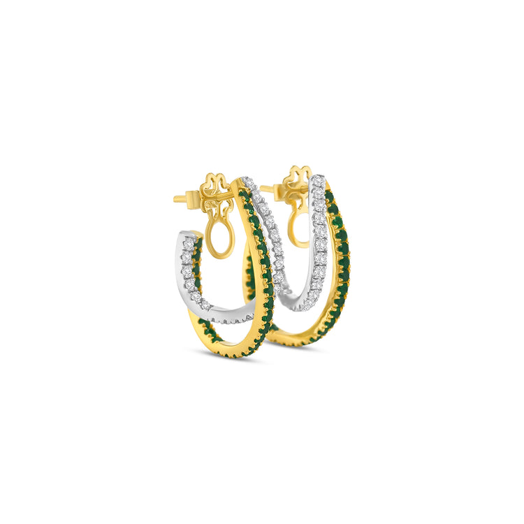 Round Cut Tsavorite & Diamond Earrings