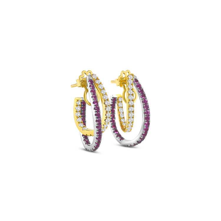 Round Cut Sapphire & Diamond Earrings