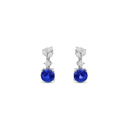 Round Cut Tanzanite & Diamond Stud Earrings