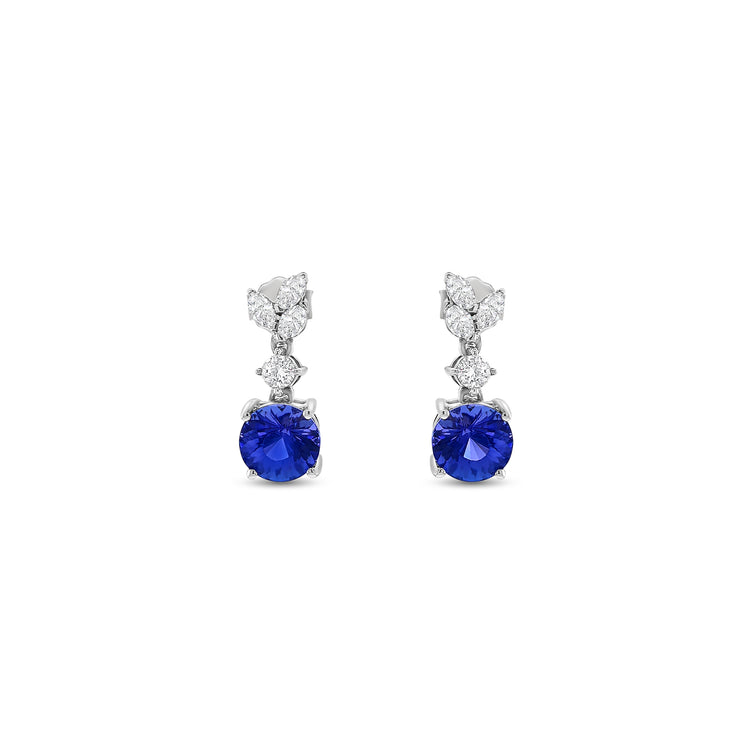 Round Cut Tanzanite & Diamond Stud Earrings