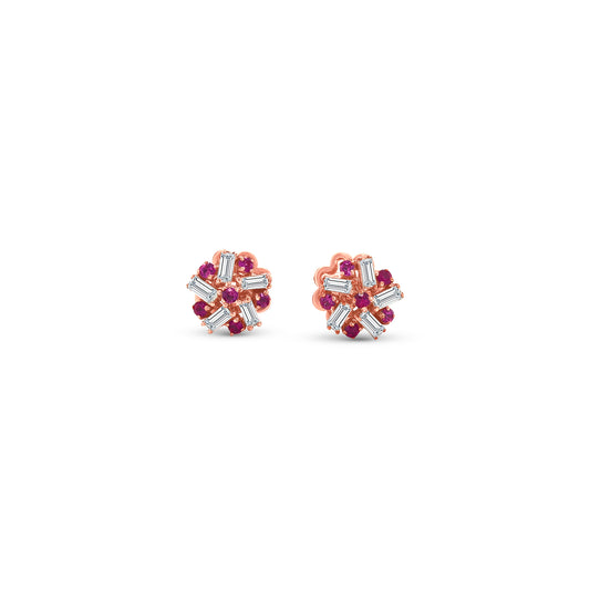 Ruby & Diamond Stud Earrings, Ruby Earrings, Diamond Earrings, Fine Jewelry, Luxury Earrings, Fashion Earrings, Ruby Jewelry, Sparkling Stud Earrings, Statement Earrings, Elegant Jewelry, Special Occasion Earrings, Ruby and Diamond Studs, Timeless Jewelry, Handcrafted Earrings, Gemstone Stud Earrings