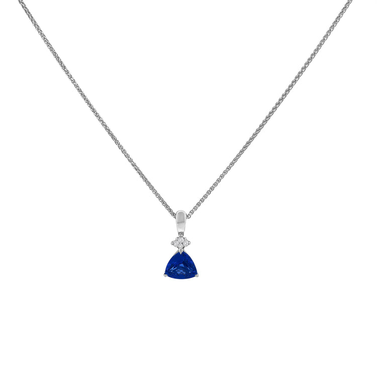 Trilliant Cut Tanzanite & Diamond Pendant