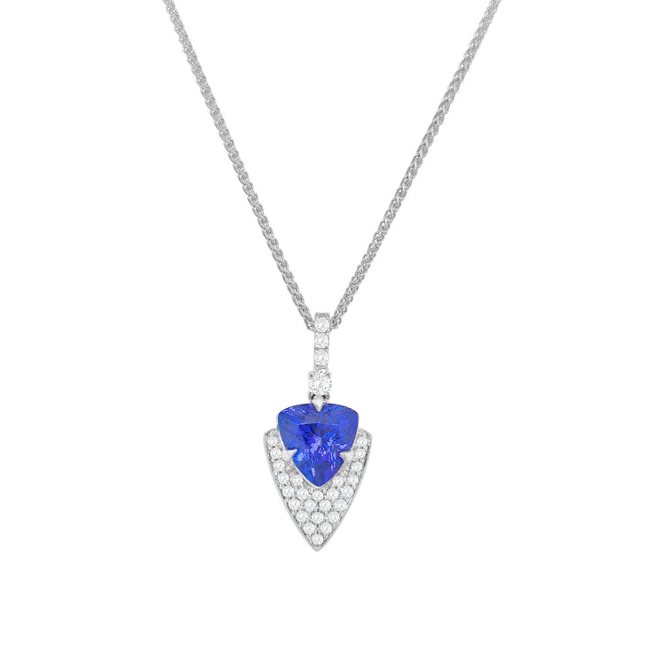 Trillion Tanzanite & Diamond Spear Head Pendant