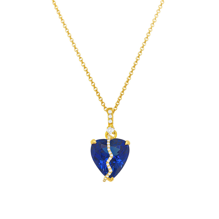 Heart Shaped Tanzanite & Round Brilliant Diamond Pendant