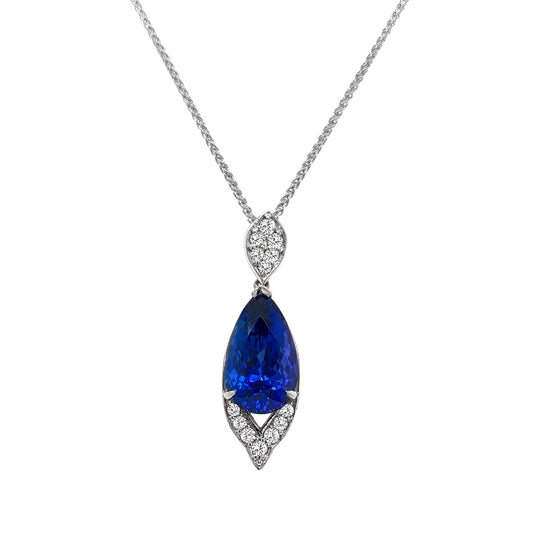 Pear Shape Tanzanite & Diamond Pendant