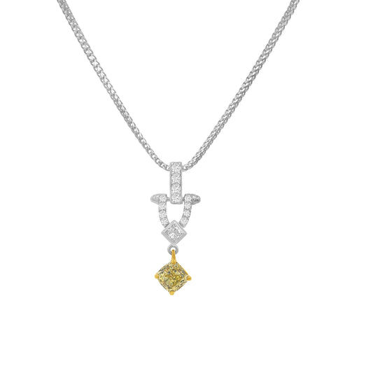 Fancy Yellow Cushion Cut Diamond Pendant