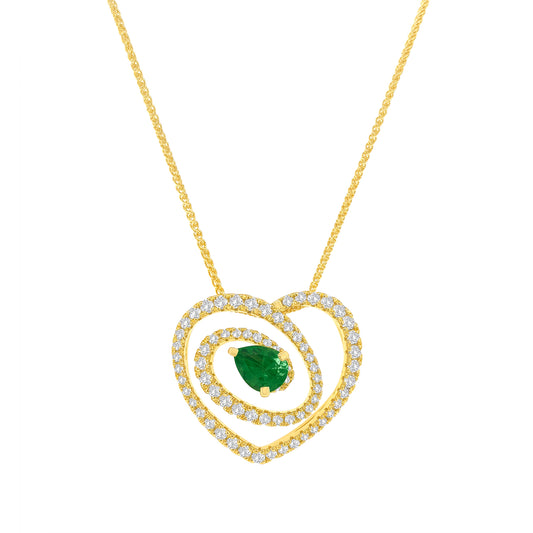 Heart Shape Tsavorite & Diamond Pendant