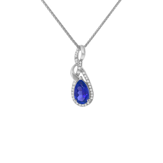 Pear Shape Tanzanite Diamond Swirl Pendant
