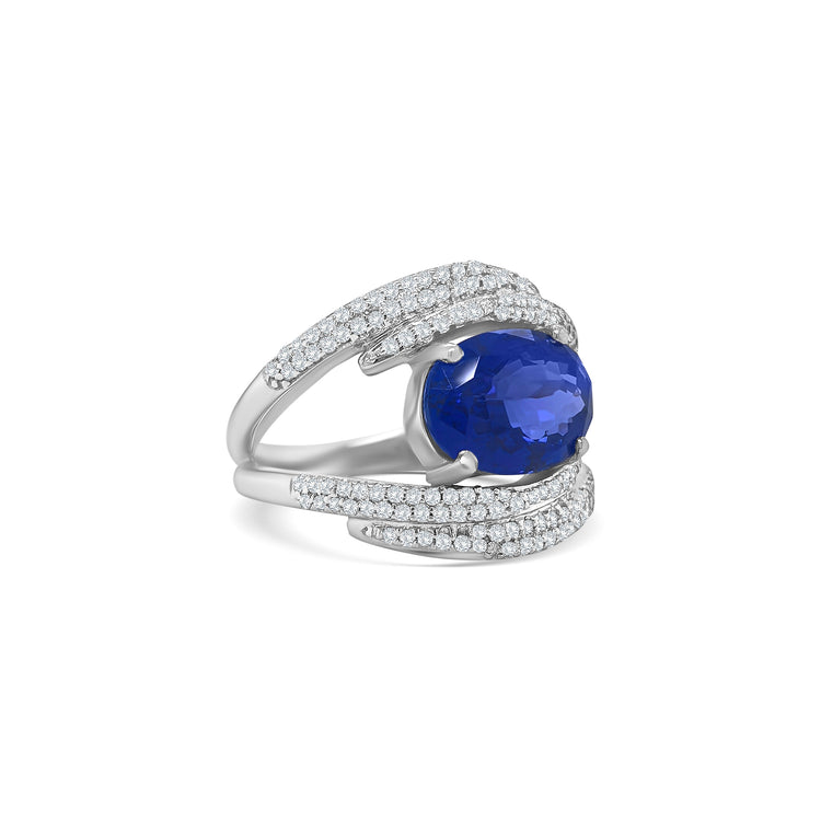 Oval Cut Tanzanite & Diamond Ring