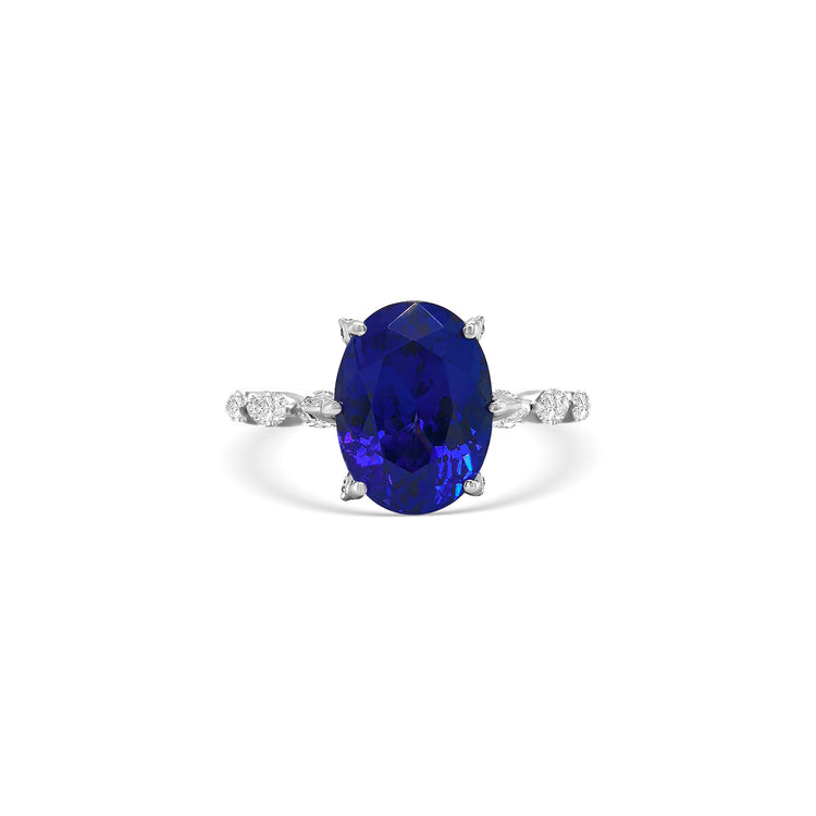 Oval Solitaire Tanzanite and Diamond Ring