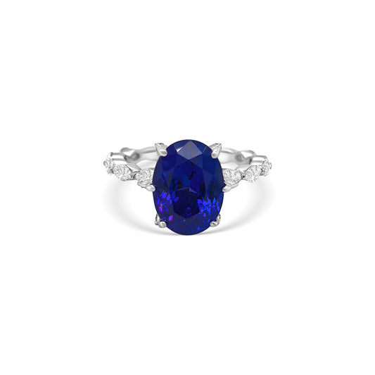 Oval Solitaire Tanzanite and Diamond Ring