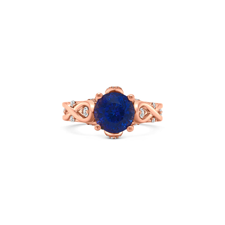 Round Tanzanite & Round Brilliant Diamond Ring