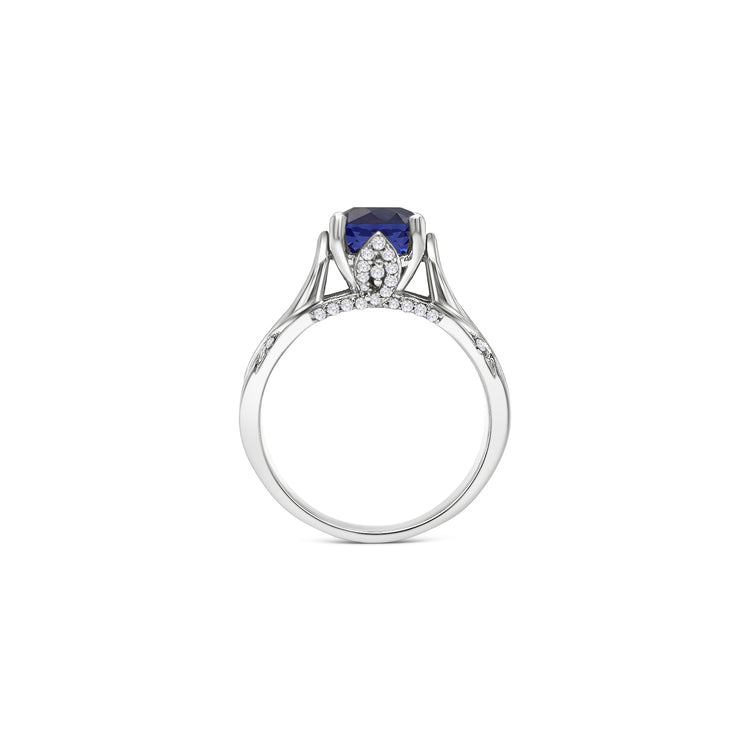Round Tanzanite & Round Brilliant Diamond Ring