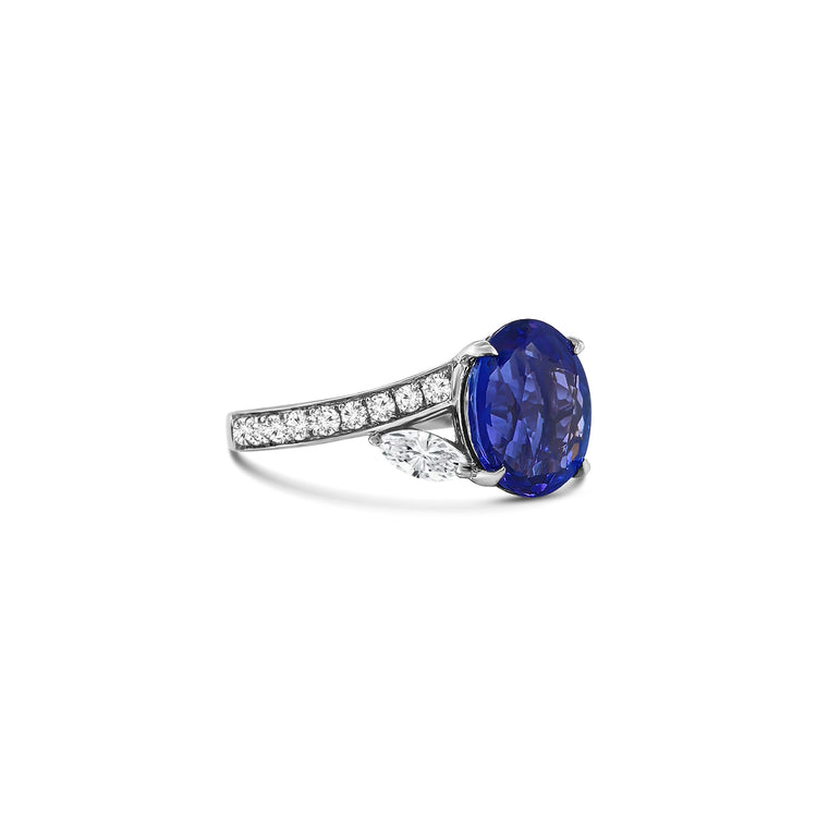 Oval Cut Tanzanite & Diamond Ring