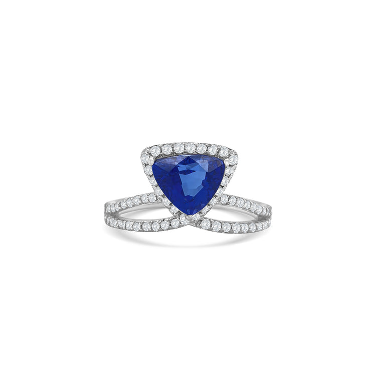 Trillion Cut Tanzanite & Diamond Ring