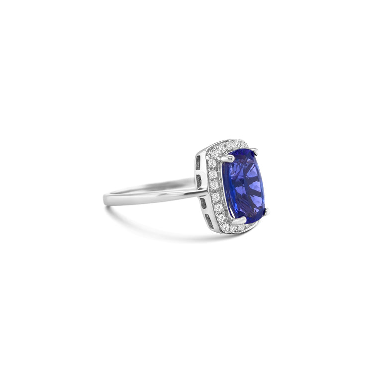 Cushion Cut Tanzanite & Diamond Ring