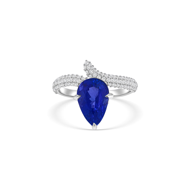 Pear Cut Tanzanite Split Shank Ring